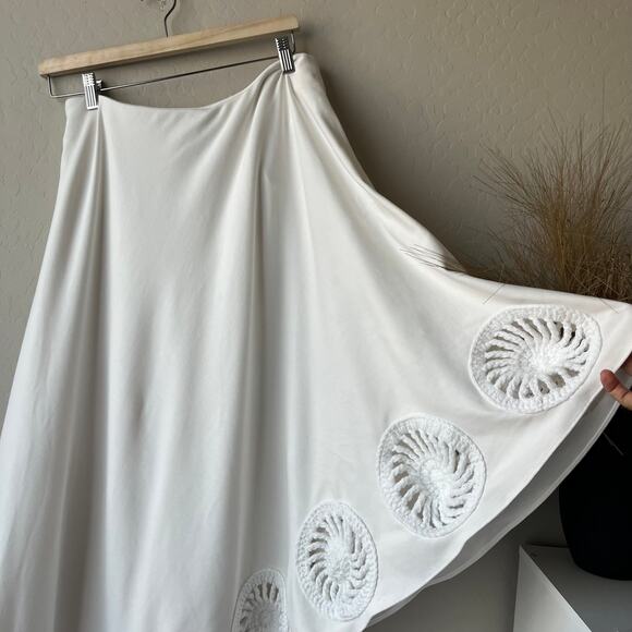 Elexiay Dress Crochet Abia White Draped One Shoulder Kaftan Maxi Dress Size S - Picture 4 of 12